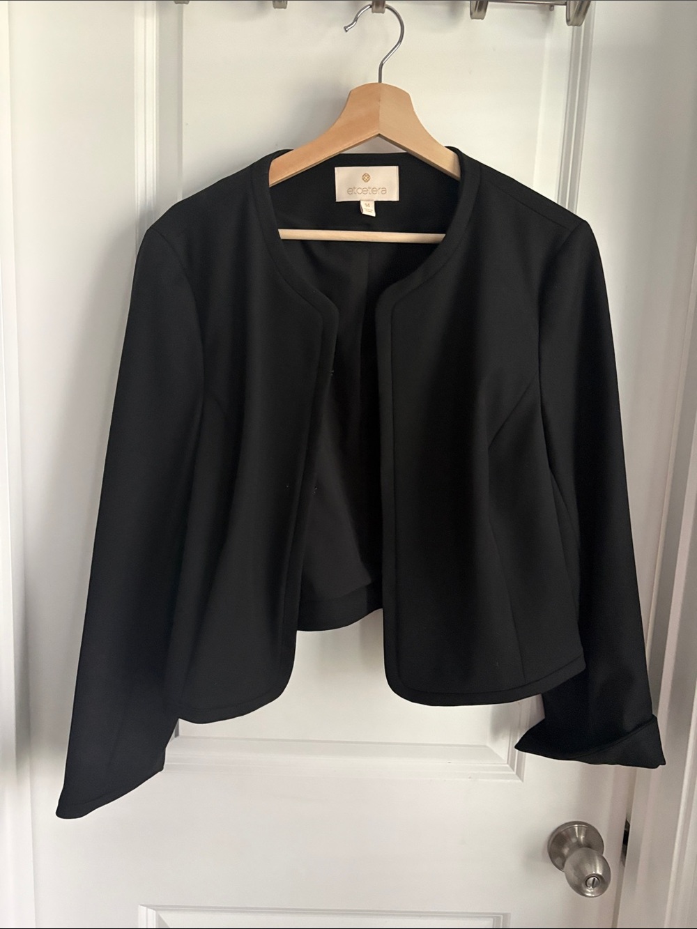 Etcetera Black Collarless Open-Front Blazer